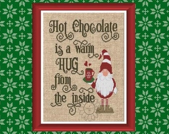 Hot Chocolate is a Warm Hug - cross stitch pattern only