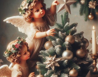 Angels and Christmas Tree Star (cross stitch pattern only)