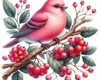 Pink Grosbeak bird (cross stitch pattern only)