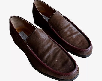 Vintage 90er Jahre Herren Dolce & Gabbana Braun Fell Leder Loafer Slip On Schuhe, UK 8.5
