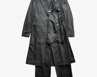 Vintage 90s Women's Max Mara Wool And Mohair Three Piece Set, Coat Top Trousers Trench Overcoat Retro Suit Tweed Blazer Classic