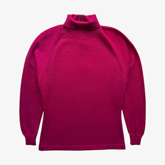 Emilio Pucci, Vintage 60s Women's Emilio Pucci Pink Turtleneck Jumper, Saks Fifth Avenue Luxury Designer Italy Retro 1960s Sweater Wool Roll Neck