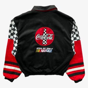 Vintage 90s Men&#39;s Coca Cola Black NASCAR Jacket