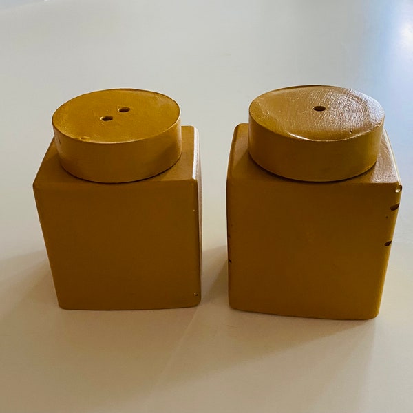 Modern Cool Mustard Concrete SALT and PEPPER SHAKERS with Screw Tops