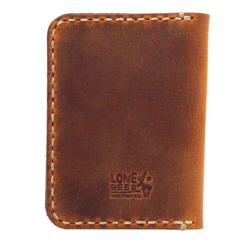 Lone Deer Handmade Personalized Slim Leather Card Wallet imagem 5