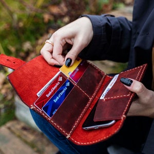 Elegant Leather Purse for Mom -Trifold Leather Wallet-Women's Wallet Organizer-Personalized Leather Wallet-Mother's Day Wallet Gift