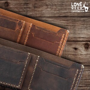Portafoglio in vera pelle sottile personalizzato fatto a mano per lui - regalo di lusso per San Valentino per i propri cari di Lone Deer Leather
