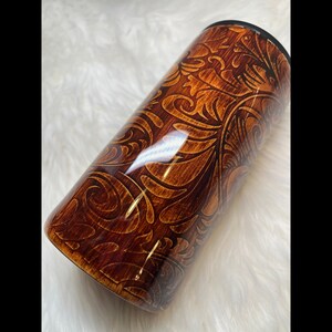 Made to Order Tooled Leather Epoxy Tumbler | Customizable