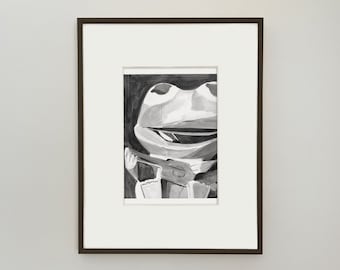 Kermit the Frog Art, Banjo Inkwash Giclee Print, 8x12