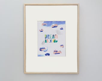 Dream Big Giclee Print, Boho Nursery Decor, Whimsical Wall Art
