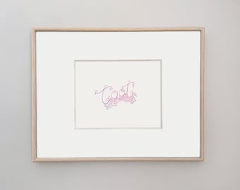 Toot Print, Funny Bathroom Giclee Art, Hand-Lettered Curlicues
