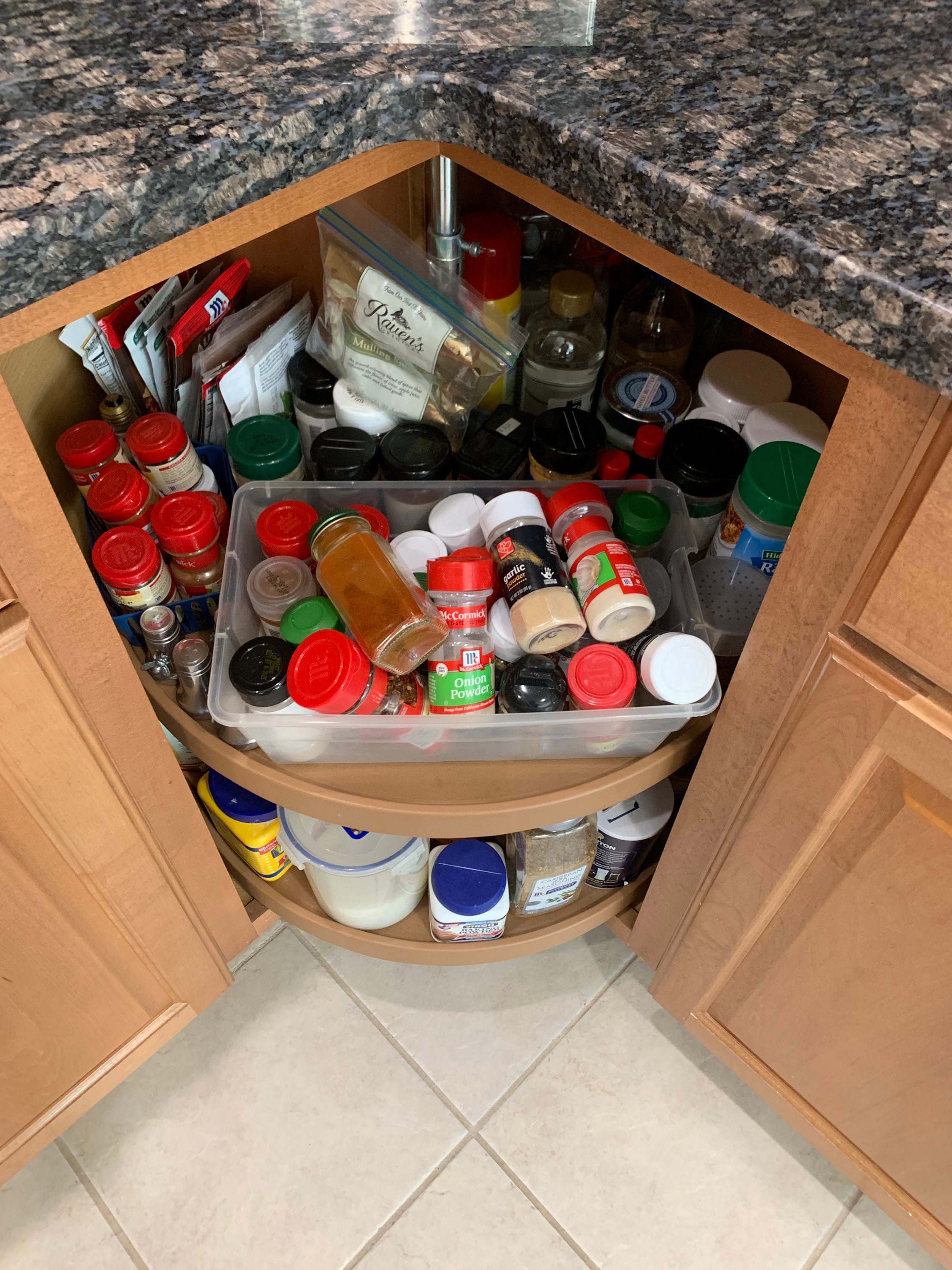 corner spice shelves