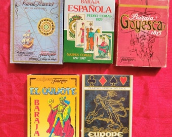 Vintage Fournier & Naipes Comas Playing Cards – Set of 5 Decks (1980s)