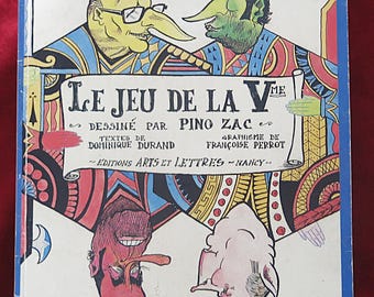 Rare 1970s French Political Parody The Fifth Republic by Pino Zac - Assemble Your Own Satirical Deck