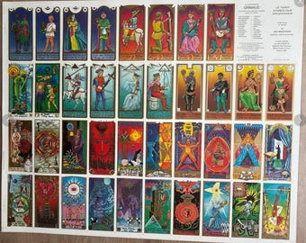 Le Tarot Symbolique Maçonnique – Original 1987 Uncut Sheet Poster – Jean Beauchard