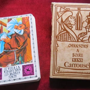 Jeu de cartes Drinking Songs 1970 - PLATEAU PUBLICITAIRE Carousel Wines vintage