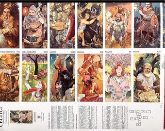 Tarocchi Celtici – Original 1994 Uncut Sheet Poster – Giacinto Gaudenzi – Lo Scarabeo