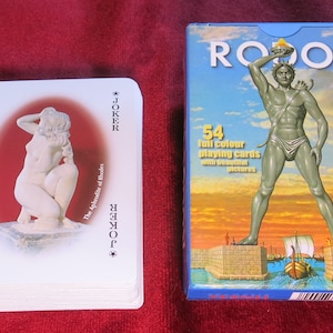 Cartes à jouer grecques vintage 2003, jeu de cartes souvenir de l'île de Rodos, jeu de cartes complet, cartes à jouer jamais utilisées, cartes avec photographie de l'île grecque