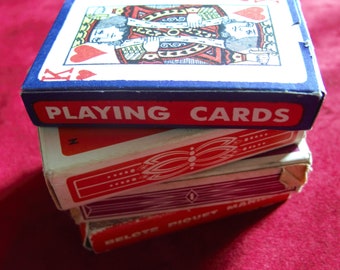 Lot (2) de 4 jeux de cartes français et américains vintage - Cartes à jouer - Decks