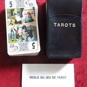 CM Double Scene with Leatherette Case  80s - Vintage French Tarot Playing Card Deck