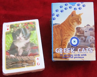 Greek Cats – 54 Playing Cards with Beautiful Cat Photographs (Factory Sealed)
