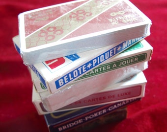 Lot (3) de 6 jeux de cartes français vintage - Cartes à jouer - Decks