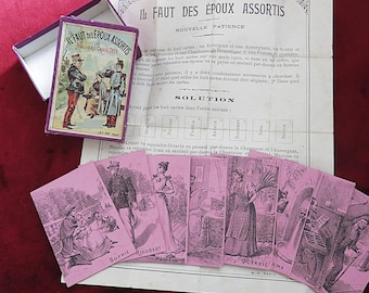 c.1880 - 1900 - Il Faut des Époux Assortis - Antikes französisches Salon-Puzzle-Spiel