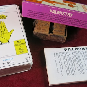 Moeilijk te vinden handlijnkaarten 1969, vintage Jeu de la Main, waarzeggerij