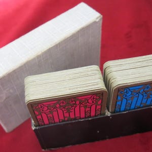 Set di 2 carte da gioco Ducale anni '60, design vintage rosso e blu, carte da gioco Ducale, carte francesi, carte da gioco vintage