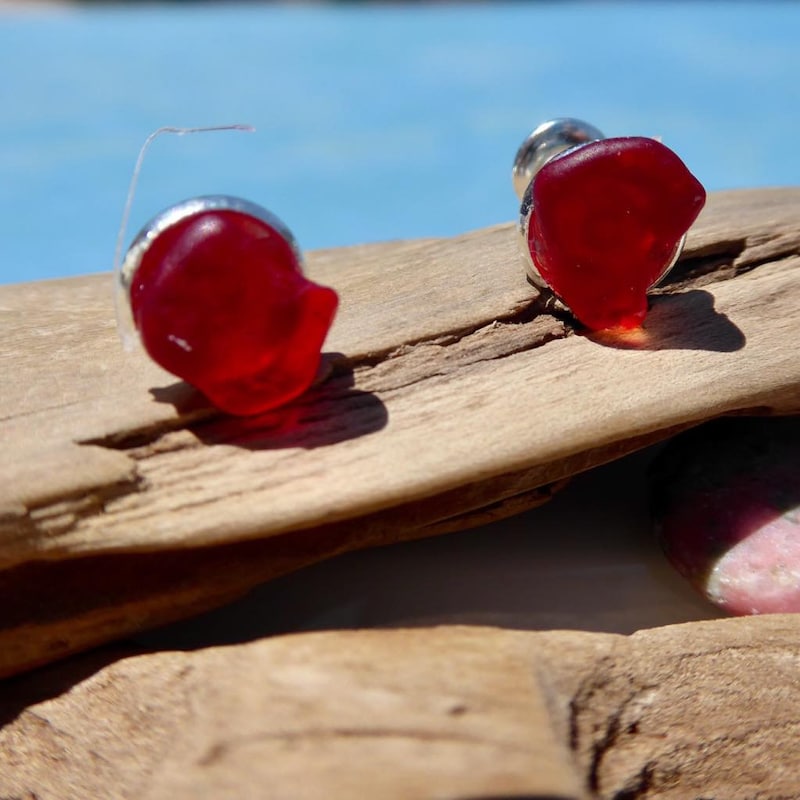 Ruby Red Sea Glass - Etsy