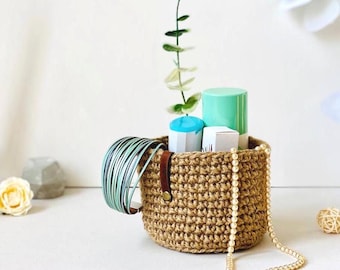 Handmade Jute Storage Basket | Small Crochet Basket | Perfect for Organizing | Gift for Mom, Wife, Daughter, or Sister