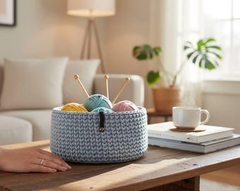 Crochet Luxury Basket, Decorative storage basket, Gift for Mom, interior basket, basket for children, patio basket