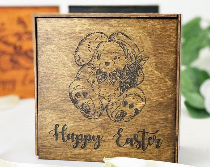 Personalized Easter Gift Box with Engraving Custom Wooden Keepsake Box Unique Easter Packaging