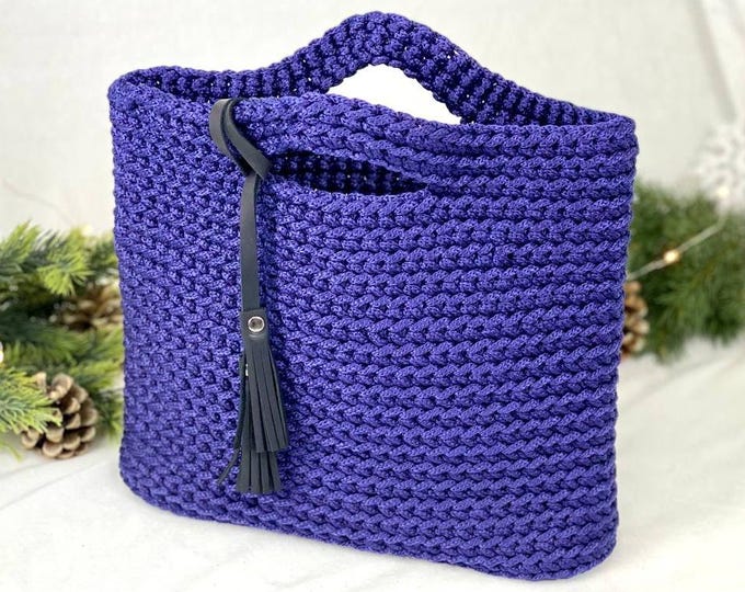 Crochet Handmade Hand Bag, Top Handle Bag, Hand Woven Bag, Handmade Knit Crochet Bag,  Colorful Handmade Knitted Luxury Bag, Gift For Her.