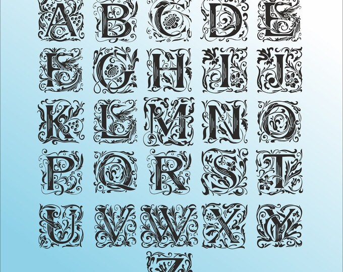 Floral Monogram Letter, Decorative Alphabet