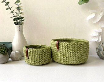 Luxurious Crochet Basket with Handle, Vibrant Spring Green, Perfect Mother’s Day or Easter Gift