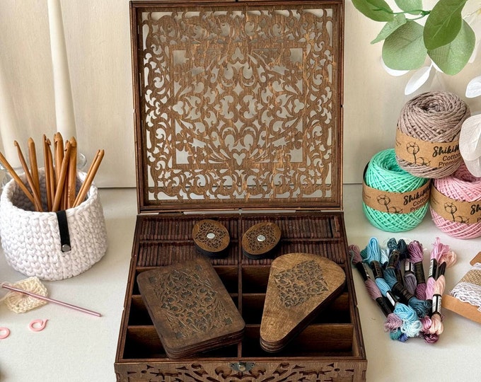Handmade Wooden Crafters' Accessory Set in a Box - Keep Your Tools and Supplies Neatly Organized