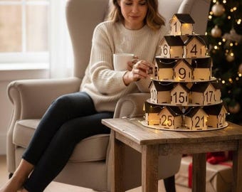 Advent calendar wood, House Advent calendar boxes,  Advent calendar kit, Christmas home decor