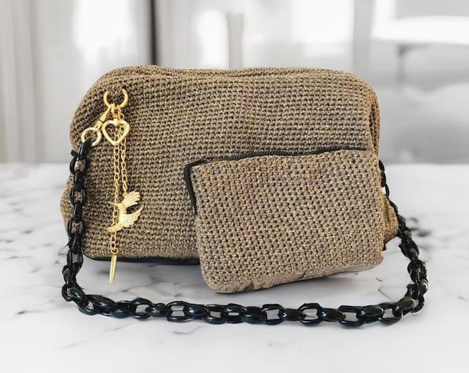 Gold Clutch Bag, Shiny Gold Case, Golden Woven Bag, Handmade Bag, Gold Wedding Purse, fashion bag, Luxury Bag, Bridesmaid Gift