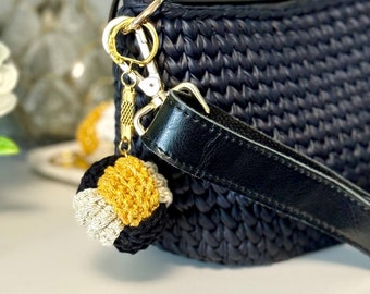 Keychain shiny snowball Knit Handmade - Stylish Accessory for Keys and Bags