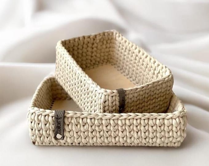 Handmade Crochet Basket Set – Perfect Gift for Easter & Mother’s Day – Decorative Storage Organizers
