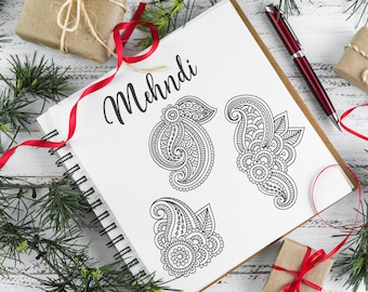 Mendhi Pattern Set – Digital Designs for Crafts, Coloring, and DIY Projects