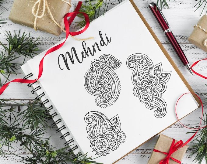 Mendhi Pattern Set – Digital Designs for Crafts, Coloring, and DIY Projects