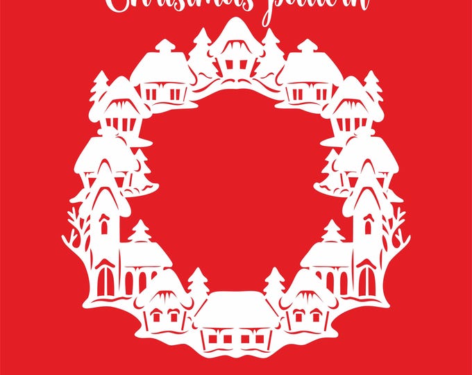 Christmas Village Wreath | digital laser‑cutting template | cdr dxf svg pdf eps