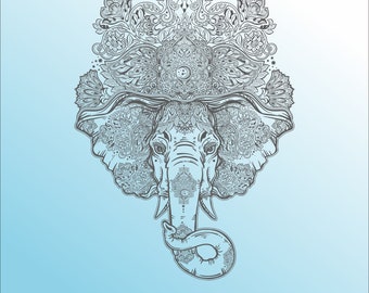 Mendhi Elephant Pattern – Intricate Digital Design for Crafts, Coloring, and DIY Projects