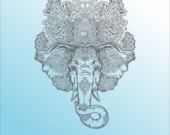 Mendhi Elephant Pattern – Intricate Digital Design for Crafts, Coloring, and DIY Projects