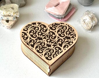 Handcrafted Heart-Shaped Wooden Box with Engraving – Eco-Friendly Storage for Jewelry, Crafts, and Keepsakes