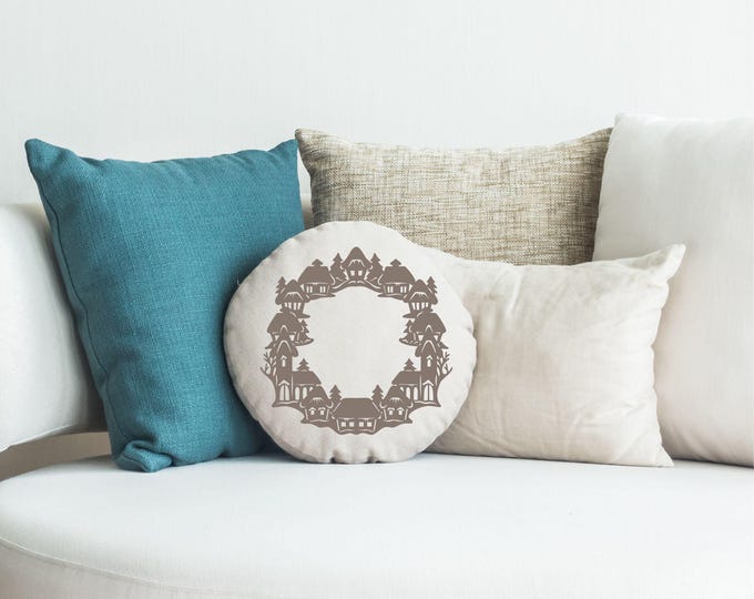 Christmas Village Wreath | digital laser‑cutting template | cdr dxf svg pdf eps