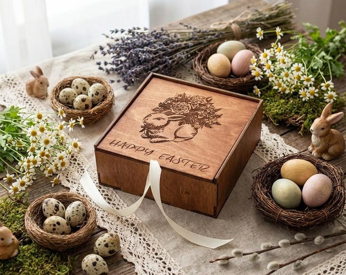 Personalized Easter Bunny Box with Name, Easter Gift Box for Kids, Custom Easter Basket Gift, Bunny Treat Box