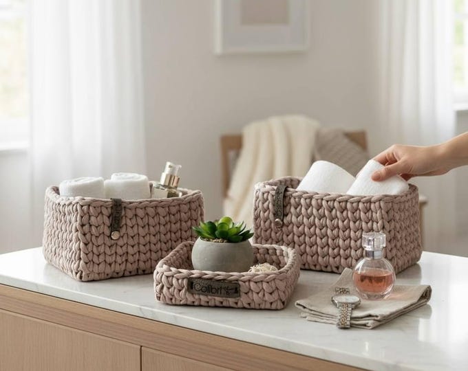 Handmade square baskets, fashion, cute and stylish home decor, comfortable baskets for children's room, original holiday gift